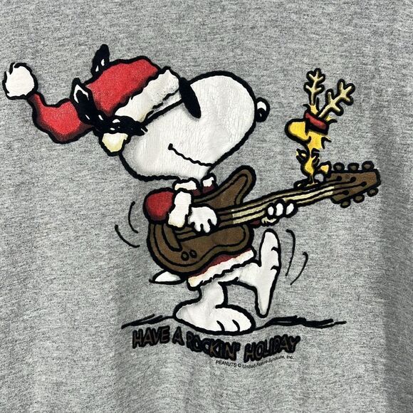 🔥🔥 Vintage Licensed PEANUTS SNOOPY Have a Rockin’ Holiday T-Shirt - Sz L - EUC - Picture 2 of 10